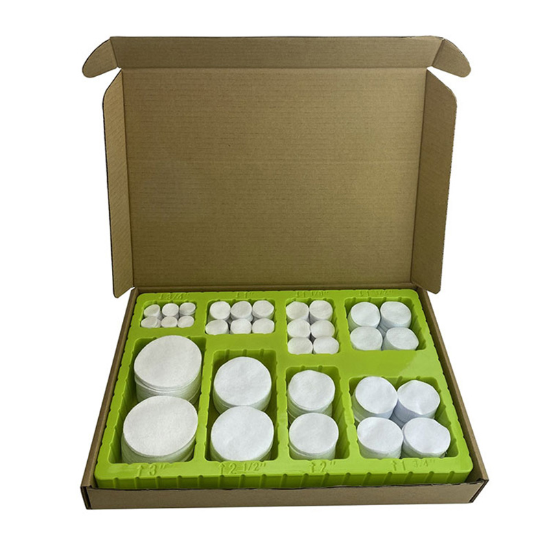 Universal ağ pambıq parça kvadrat silah təmizləyici yamaqlar blister qutusu